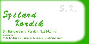 szilard kordik business card